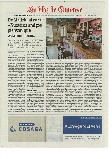 Página del periódico noticia la Voz de Ourense