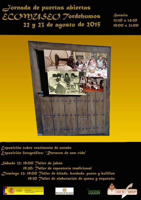 Cartel informando que El Ecomuseo de Tordehumos celebra este fin de semana su Jornada de Puertas Abiertas 