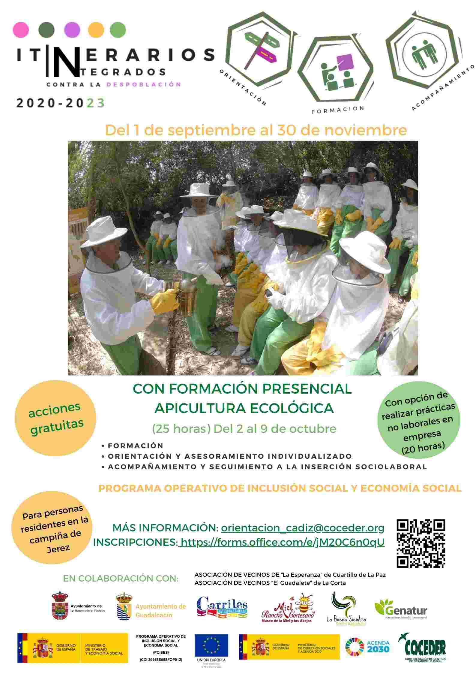 cartel itinerarios integrados POISES con formación en apicultura ecológica