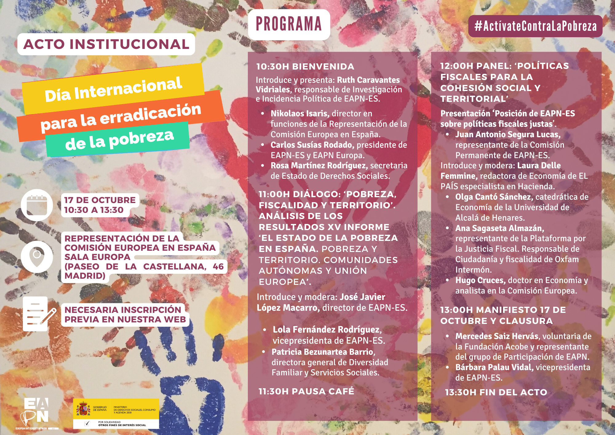 programa del acto institucional del Día Internacional para la erradicación de la pobreza