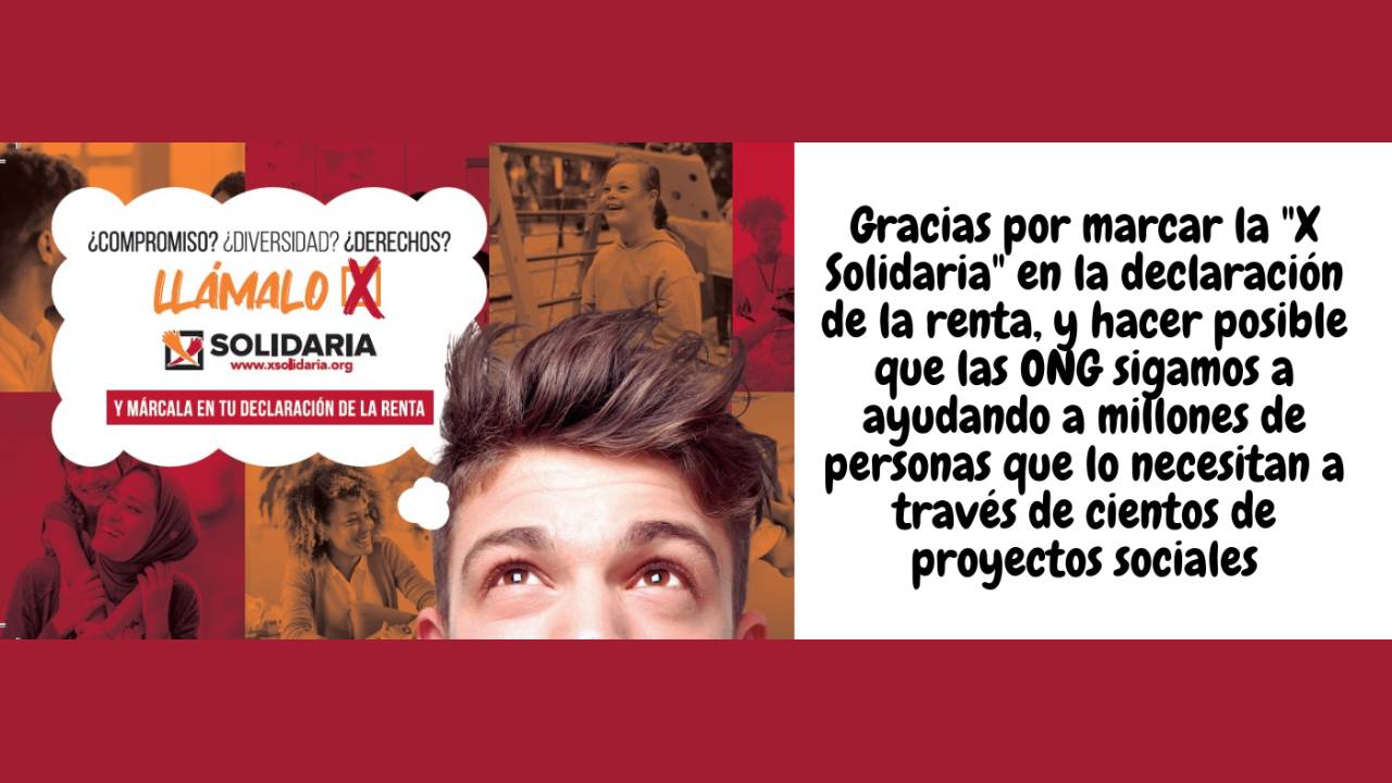 la cabeza de una persona con pensamiento de X solidaria y mensaje de agradecimiento por marcar esa casilla