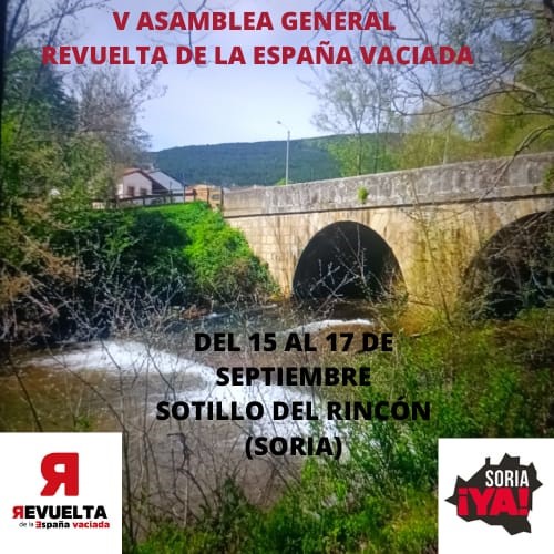 Cartel V Asamblea General Revuelta de la España Vaciada del 15 al 17 de septiembre Sotillo del Rincón Soria