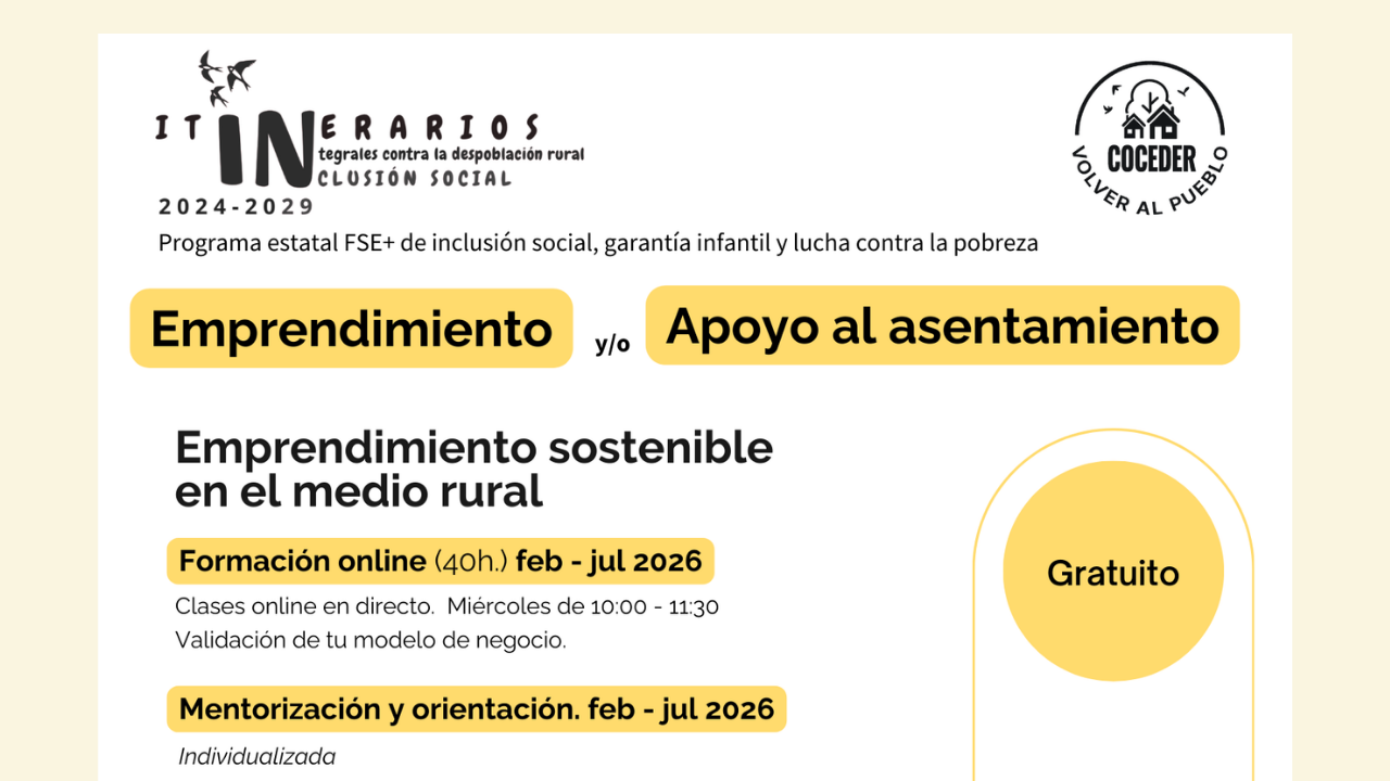 Itinerario de emprendimiento sostenible en el medio rural: formación, conexión y oportunidades