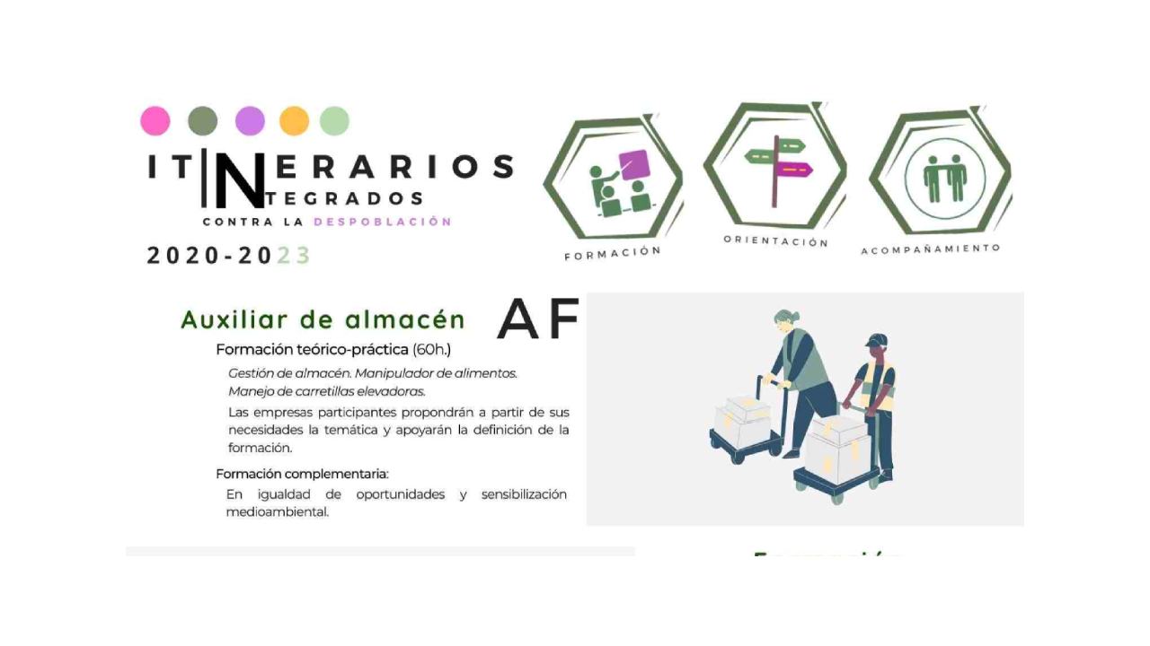 cartel itinerarios integrados formación auxiliar de almacén