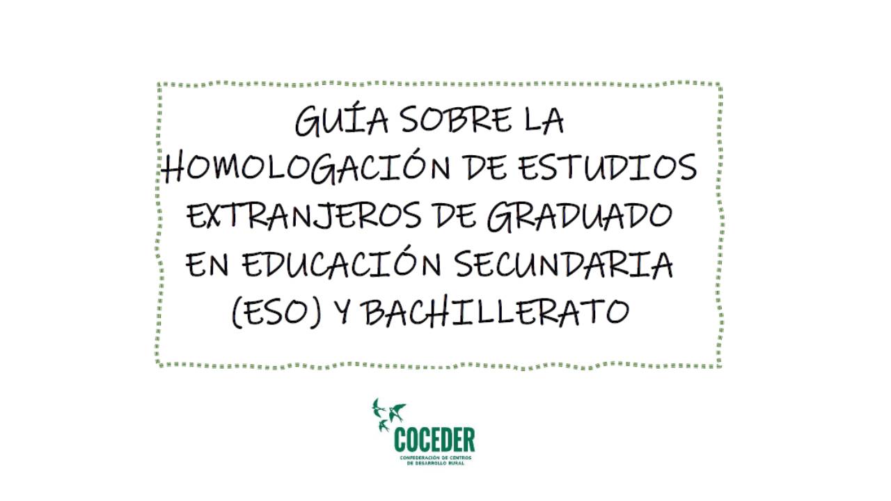 Portada guía homologación de estudios extranjeros y logo COCEDER