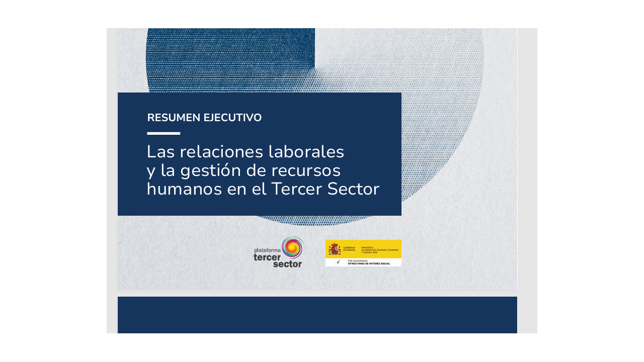 Las relaciones laborales  y la gestión de recursos  humanos en el Tercer Sector. Resumen ejecutivo