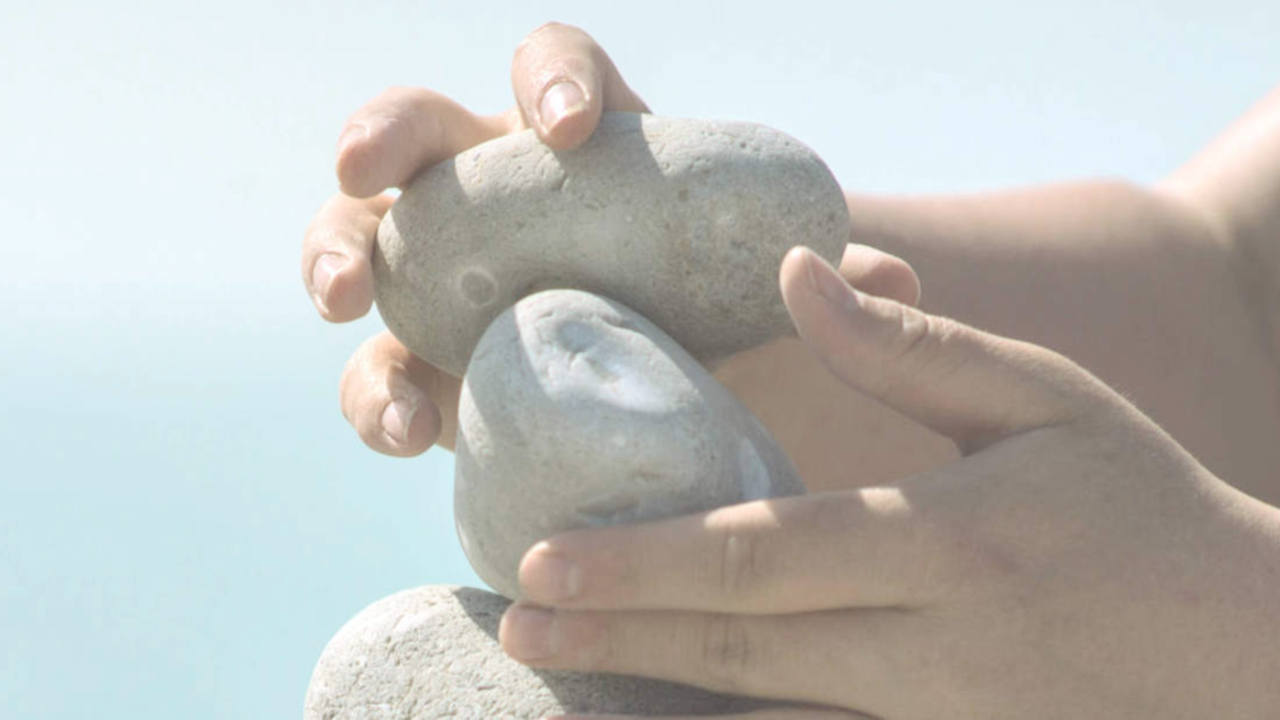 Manos colocando piedras, Ir al programa de Biocuidados