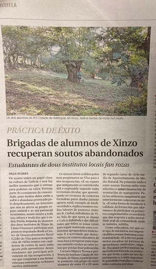 Página del periódico La Voz de la Escuela- CDR O Viso con fotos y reportajes de recuperación de jóvenes de terrenos abandonados