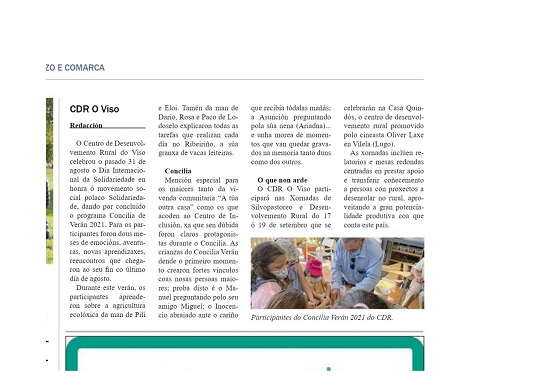 Artículo Periódico Barrios- programa Concilia verano de CDR O Viso