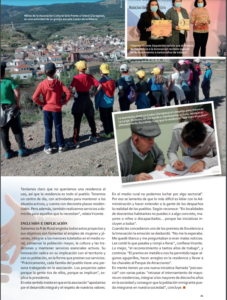 Páginas de las revista Red Rural Nacional con fotos de personas viendo un pueblo desde una montaña y otras fotos rurales