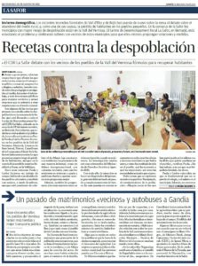 Hoja de periódico Levante con el artículo de las recetas contra la despoblación