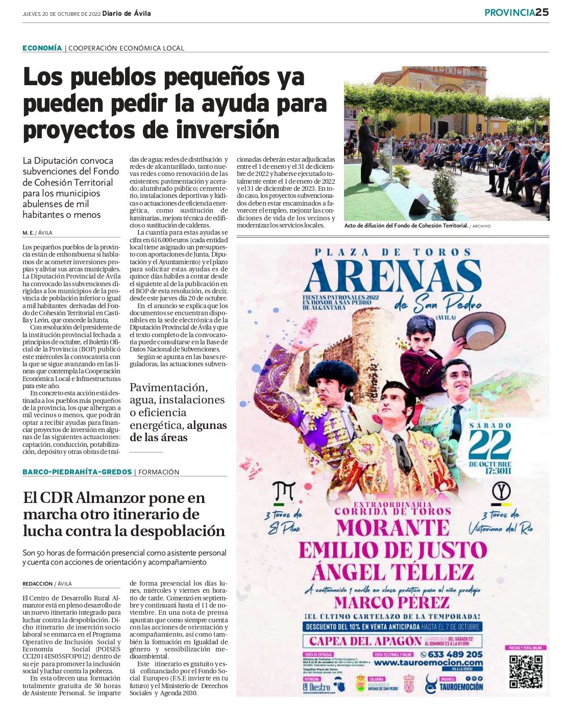 Página del diario de Ávila con información de itinerarios del CDR de Almanzor
