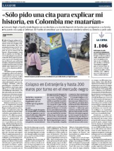 Portada del periódico de Levante con la información sobre inmigración del CDR de la Safor