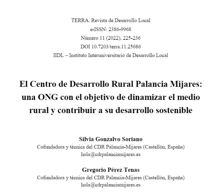 Documento donde a revista Terra explica el objetivo del CDR de Palancia Mijares