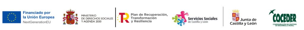 Logo Fondos Next Generation EU | Ministerio de Derechos Sociales y Agenda 2030|Plan de Recuperación, Transformación y Resiliencia|Servicios sociales Castilla y Leon| Junta de Castilla y León|Coceder